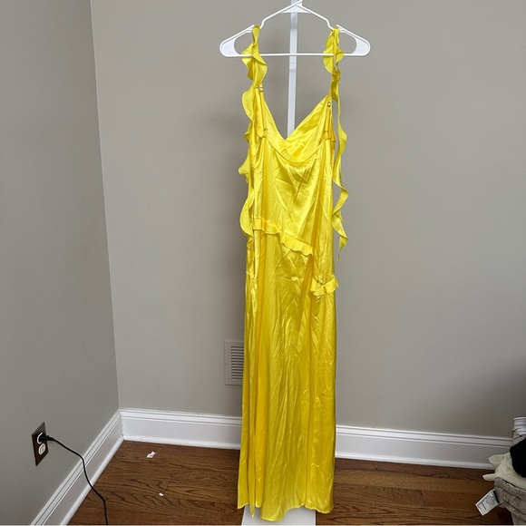 JAAF
RUFFLED SILK MAXI DRESS IN LEMON YELLOW NWT XS - Picture 5 of 10